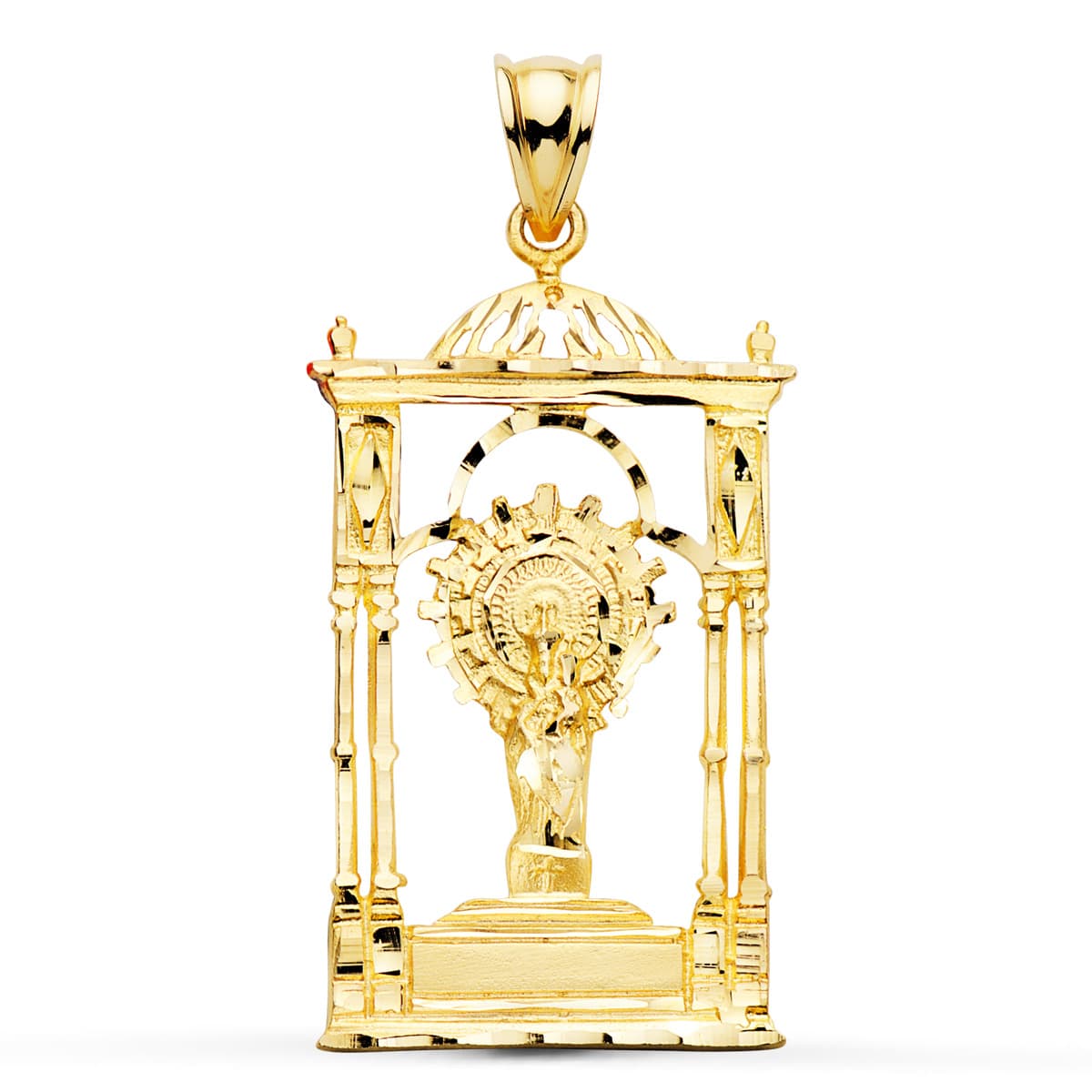 9K COLGANTE ORO AMARILLO VIRGEN DEL PILAR PALIO. 34X20 MM