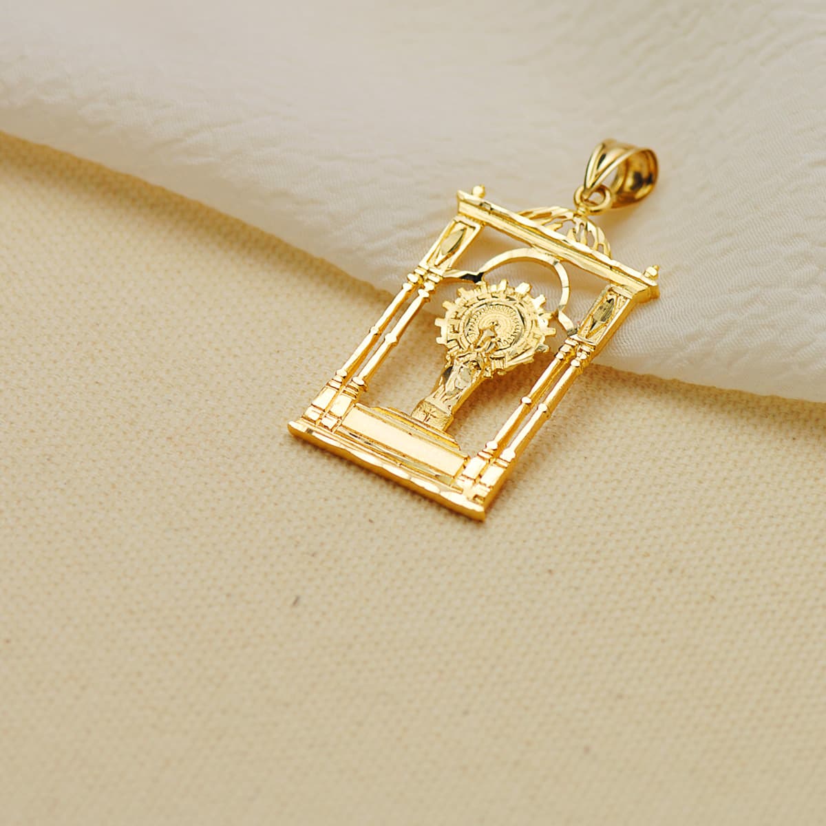 9K COLGANTE ORO AMARILLO VIRGEN DEL PILAR PALIO. 34X20 MM - Imagen 2