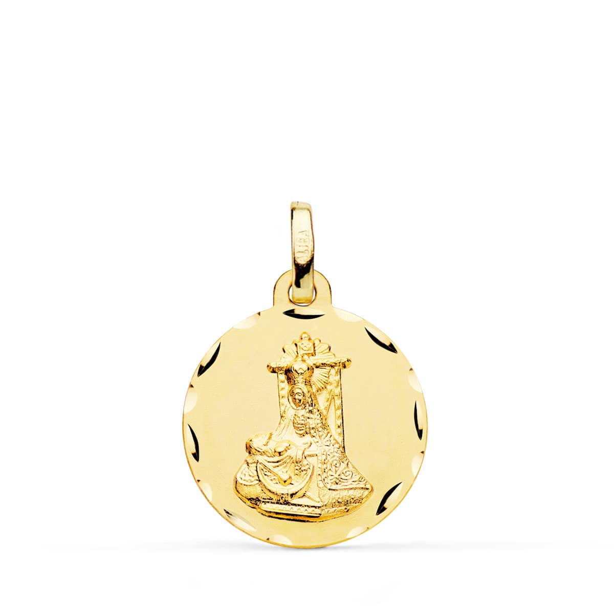 9K MEDALLA VIRGEN DE LAS ANGUSTIAS TALLADA 18 MM