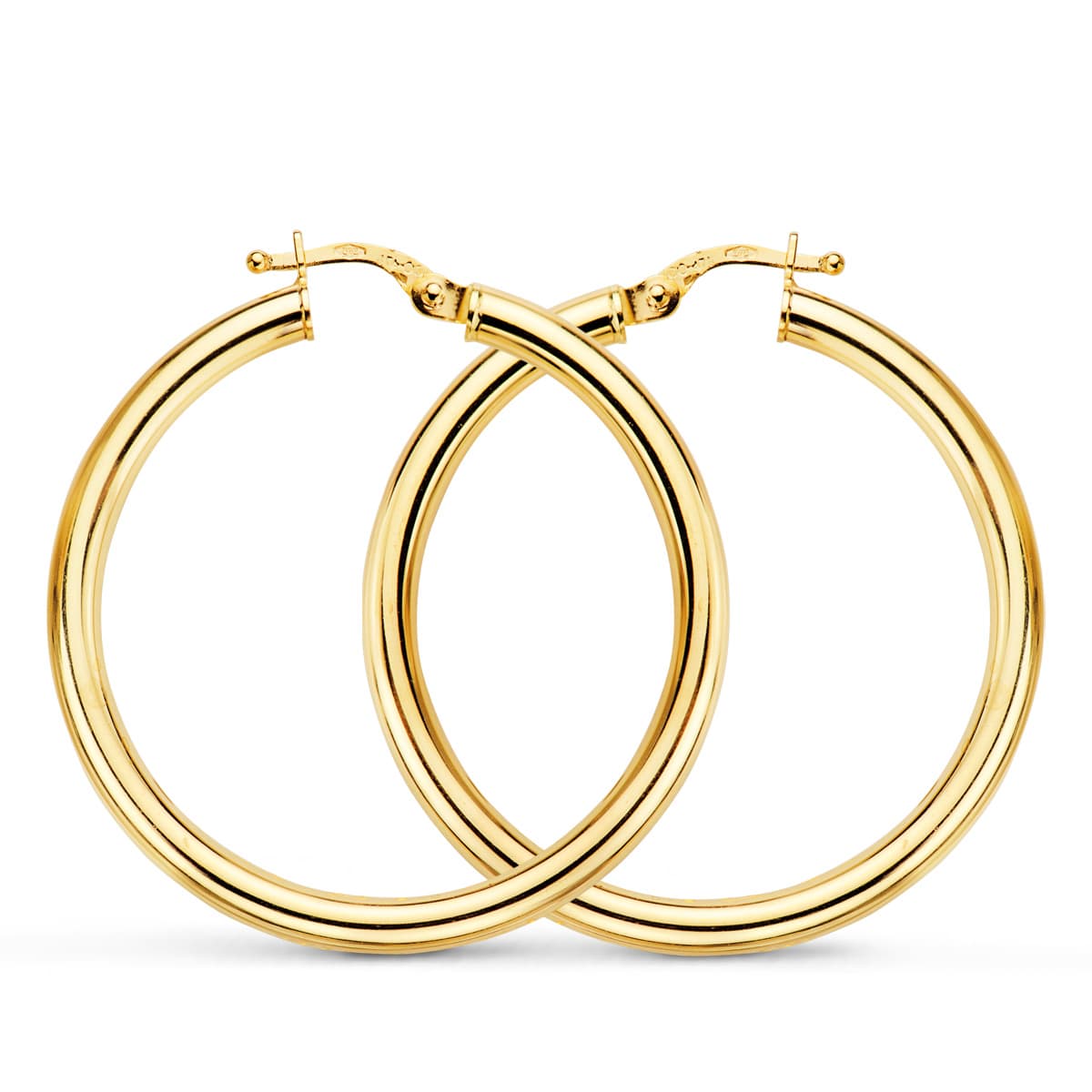 9K AROS ORO AMARILLO REDONDOS HUECOS 35X3 MM