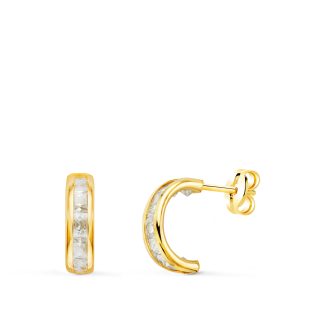9K PENDIENTES ORO AMARILLO Y CIRCONITA