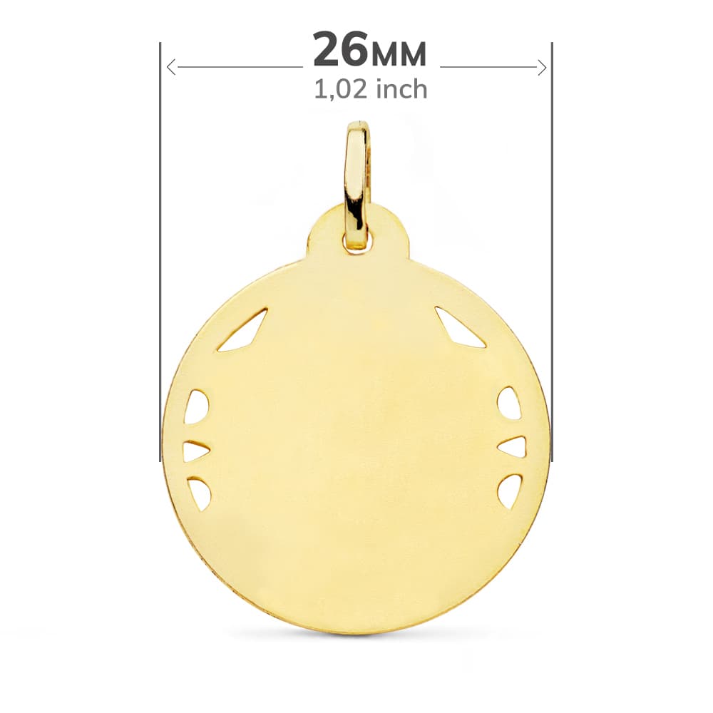 18K MEDALLA CRISTO SAGRADO CORAZON DE JESUS HELICE CALADA 26 MM - Imagen 2