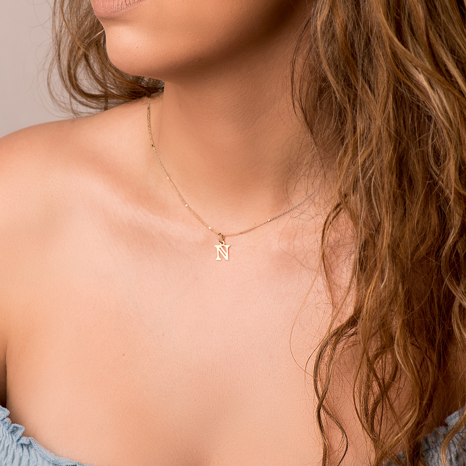 18K COLGANTE ORO AMARILLO INICIAL LETRA " N " 11X10 MM - Imagen 2