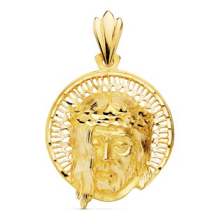 18K CABEZA CRISTO AUREOLA 29X26 MM