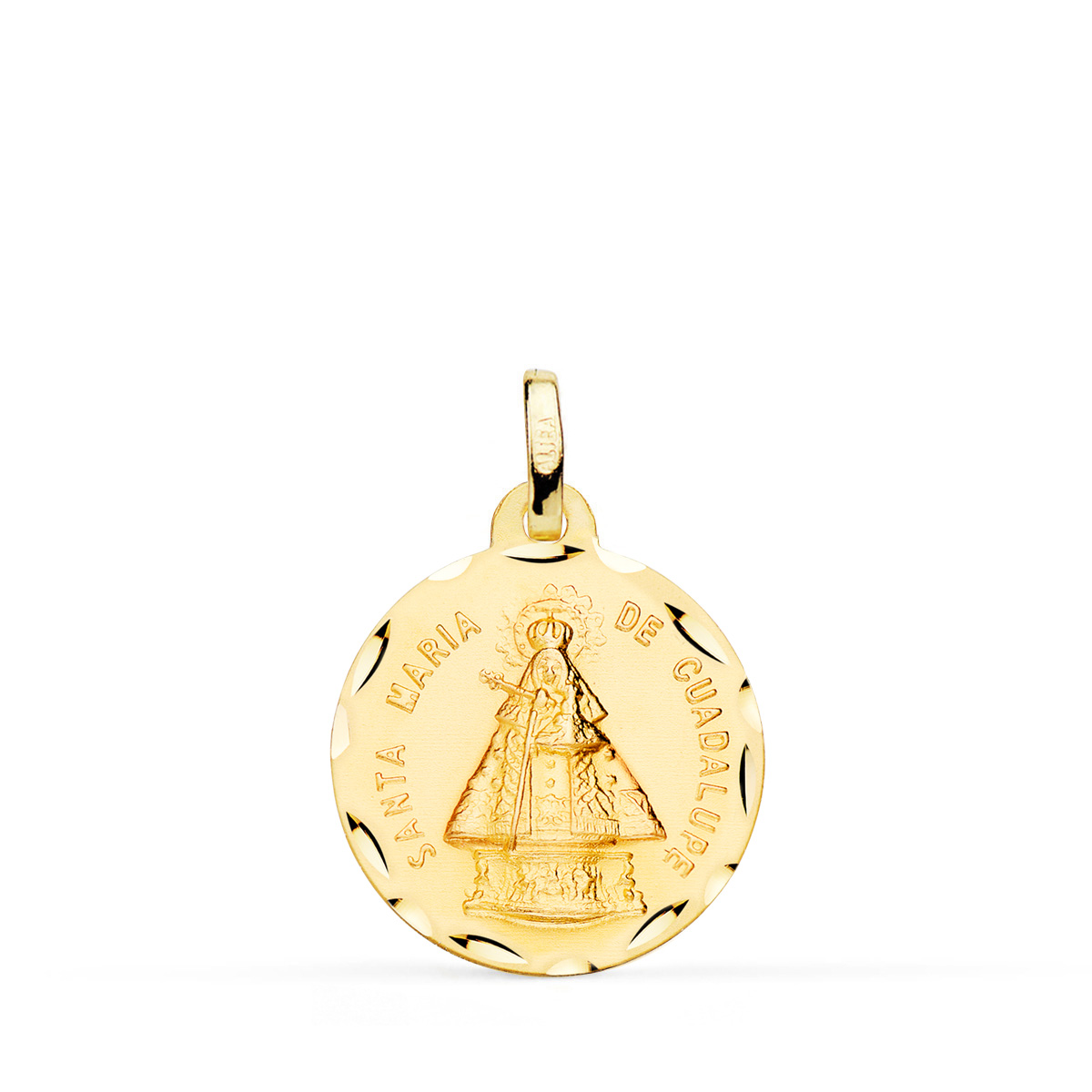 18K MEDALLA VIRGEN SANTA MARIA DE GUADALUPE TALLADA 18 MM