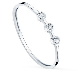 18K SORTIJA ORO BLANCO DIAMANTES 0.0240 QTS. CUERPO 1.10 MM