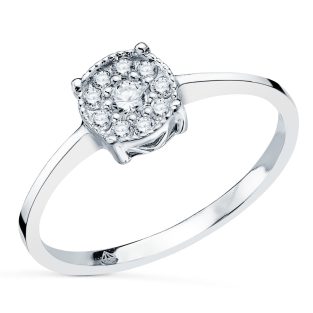 18 K SORTIJA ORO BLANCO CON DIAMANTES CHATON 7X7 MM 0.182 QTS.