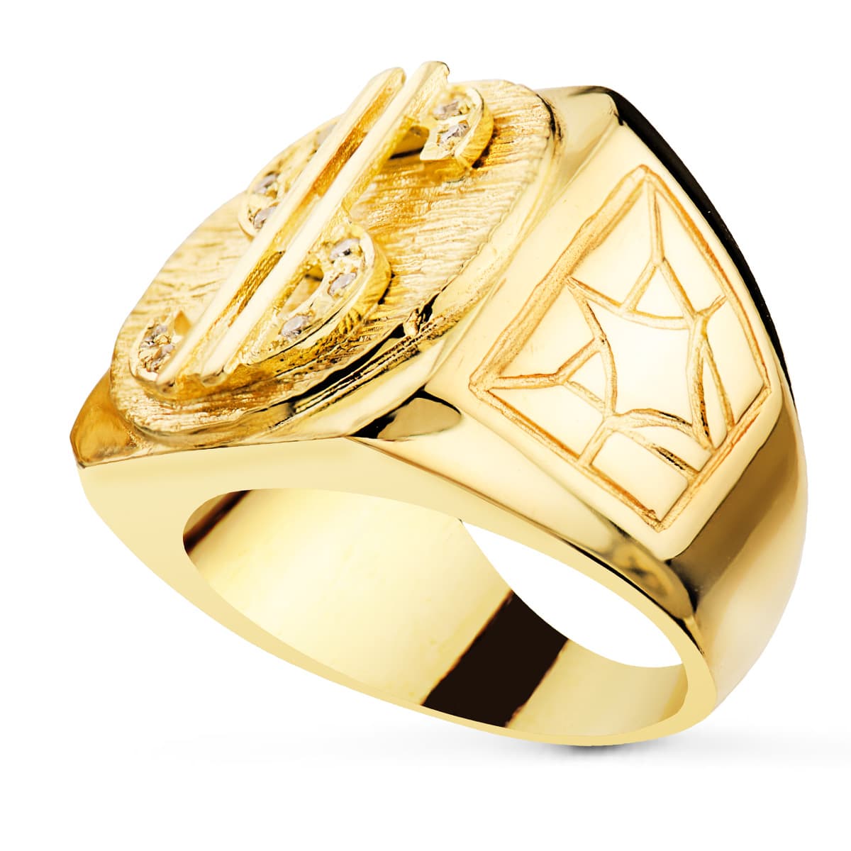 18K SELLO ORO AMARILLO MACIZO DOLAR CON CIRCONITAS ANCHO 22X20 MM - Imagen 2