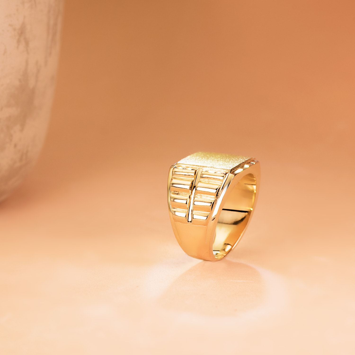 18K SELLO ORO AMARILLO CABALLERO CUADRADO TIPO ROLEX CABEZA 14X14 MM - Imagen 2