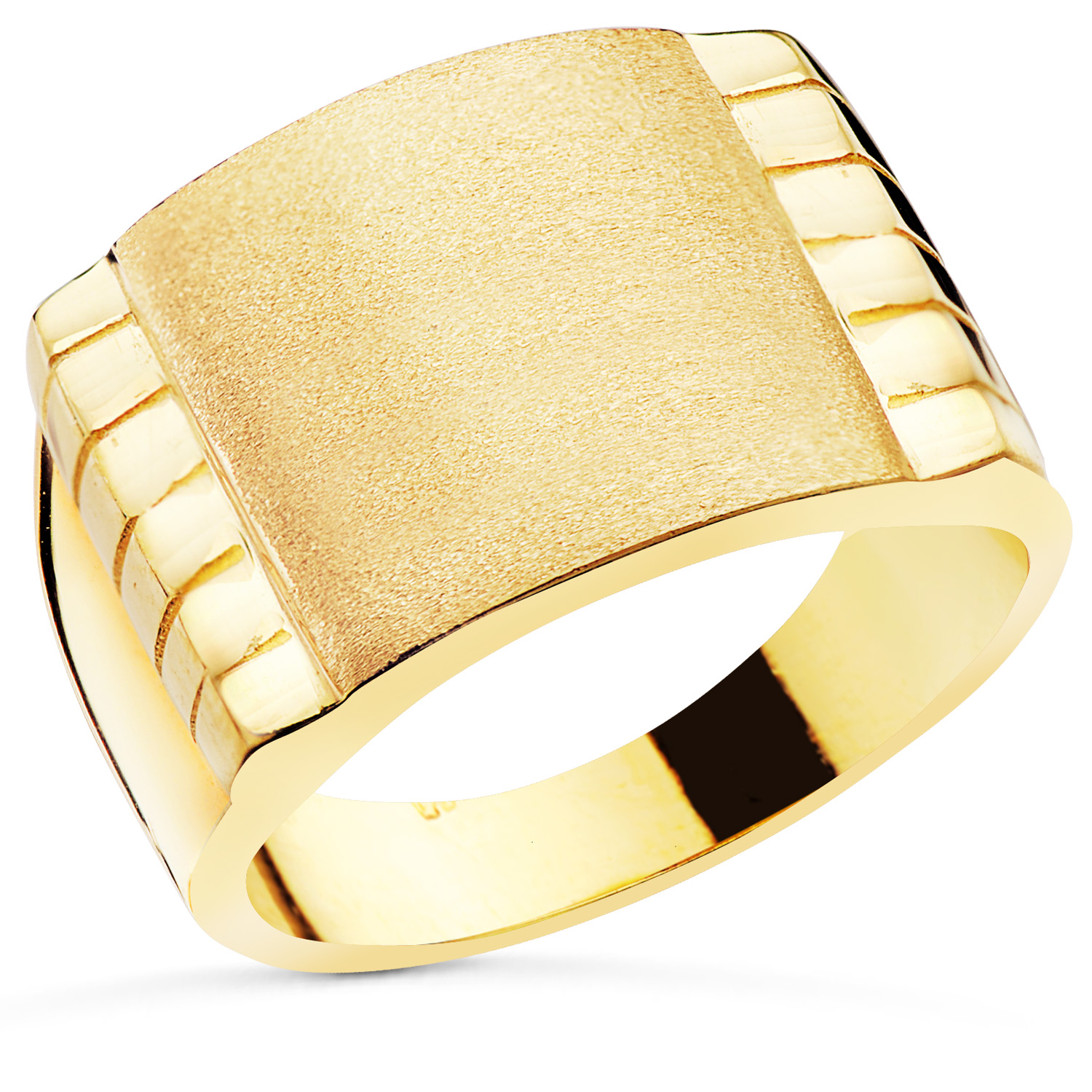 18K SELLO ORO AMARILLO CABALLERO MACIZO TALLADOZONA GRABADO 15X15 MM