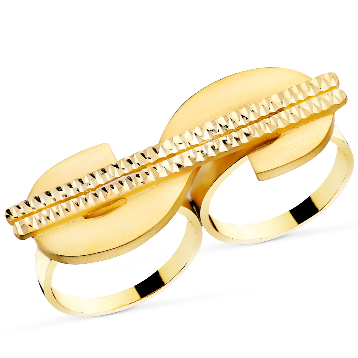 18K SELLO ORO AMARILLO SIMBOLO DOLAR TALLADO DOS CUERPOS 50X17 MM