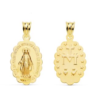 18K MEDALLA VIRGEN DE LA MILAGROSA OVAL MATIZADA 20X15 MM