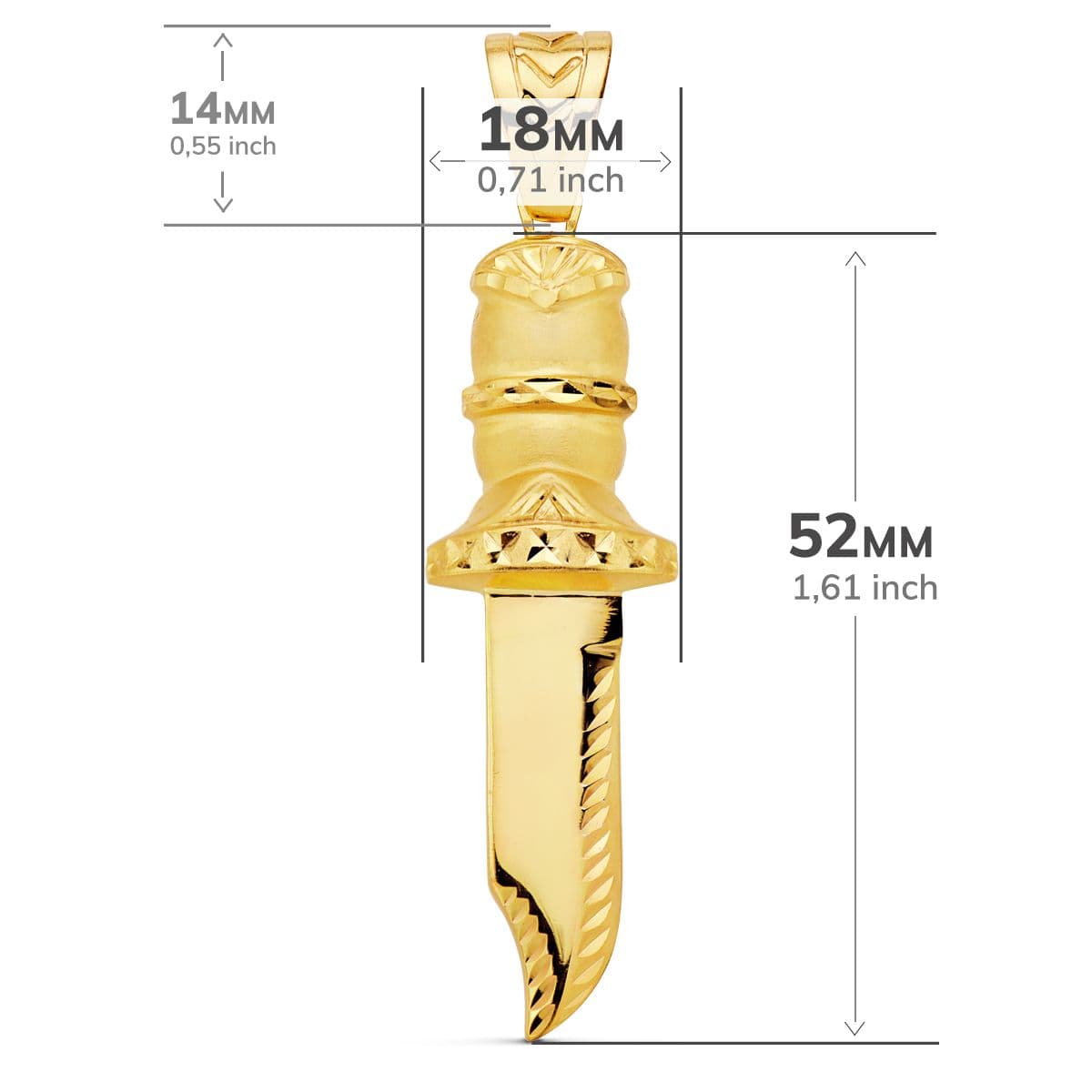 18K COLGANTE PUÑAL TALLADO 52X18 MM - Imagen 3