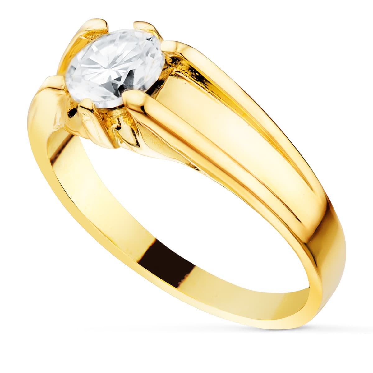 18K SOLITARIO ORO AMARILLO CIRCONITA 6 MM INTERIOR FORRADO - Imagen 2