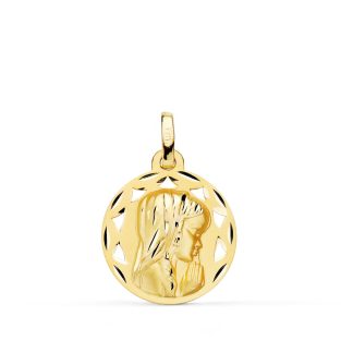 18K MEDALLA CALADA VIRGEN NIÑA PERFIL TALLADA 18 MM