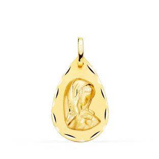 18K MEDALLA VIRGEN NIÑA GOTA TALLA CLASICA 23X15 MM