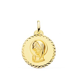 18K MEDALLA ORO AMARILLO VIRGEN NIÑA TALLA CRUZADA 20 MM