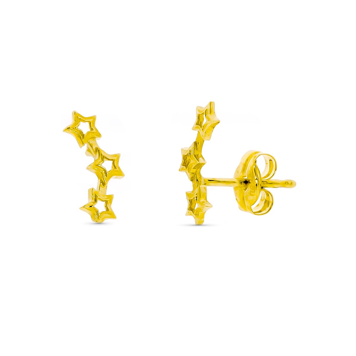 9K PENDIENTES ORO AMARILLO TREPADORES ESTRELLA 10X4 MM